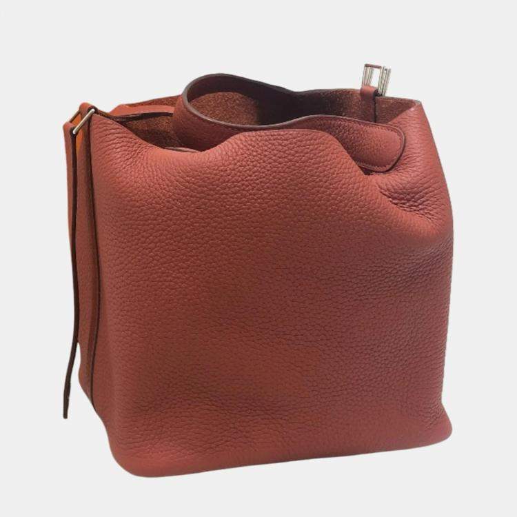 Pre Owned Hermes Rouge Ash Red Taurillon Clemence Picotin Lock 18 Handbag