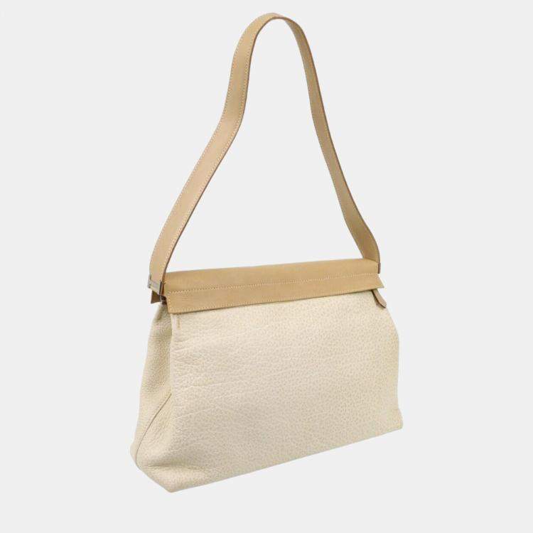 Pre Owned Hermes White Dalmatian Yeoh Bag