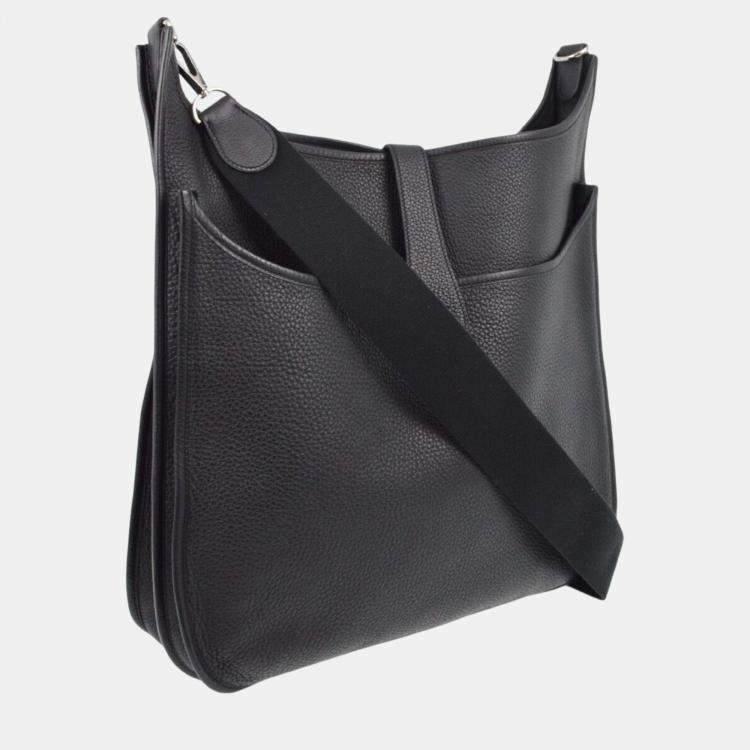 Pre Owned Hermes Black Taurillon Clemence Evelyne 2 41 TGM Shoulder Bag