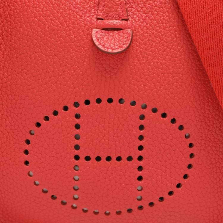 Pre Owned Hermes Rouganvillier Taurillon Clemence Leather Evelyne TPM Bag 