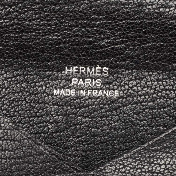 Pre Owned Hermès Noir Chevere Leather Calvi Card Holder 
