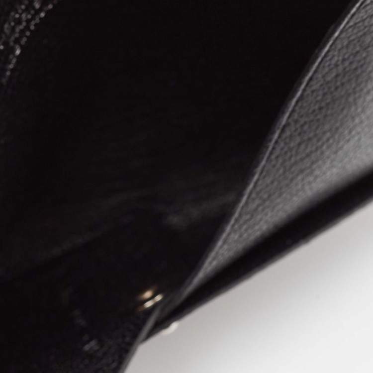 Pre Owned Hermès Noir Chevere Leather Calvi Card Holder 