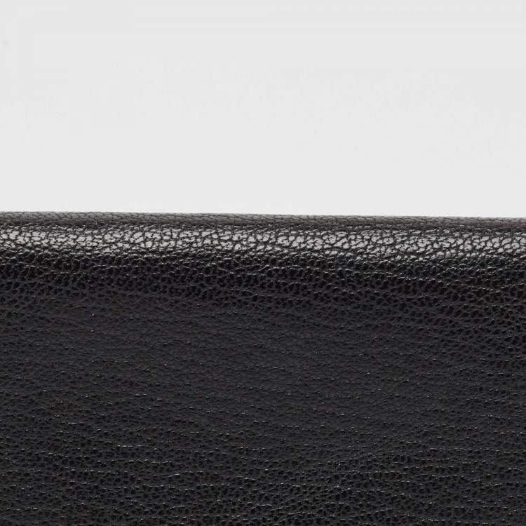 Pre Owned Hermès Noir Chevere Leather Calvi Card Holder 