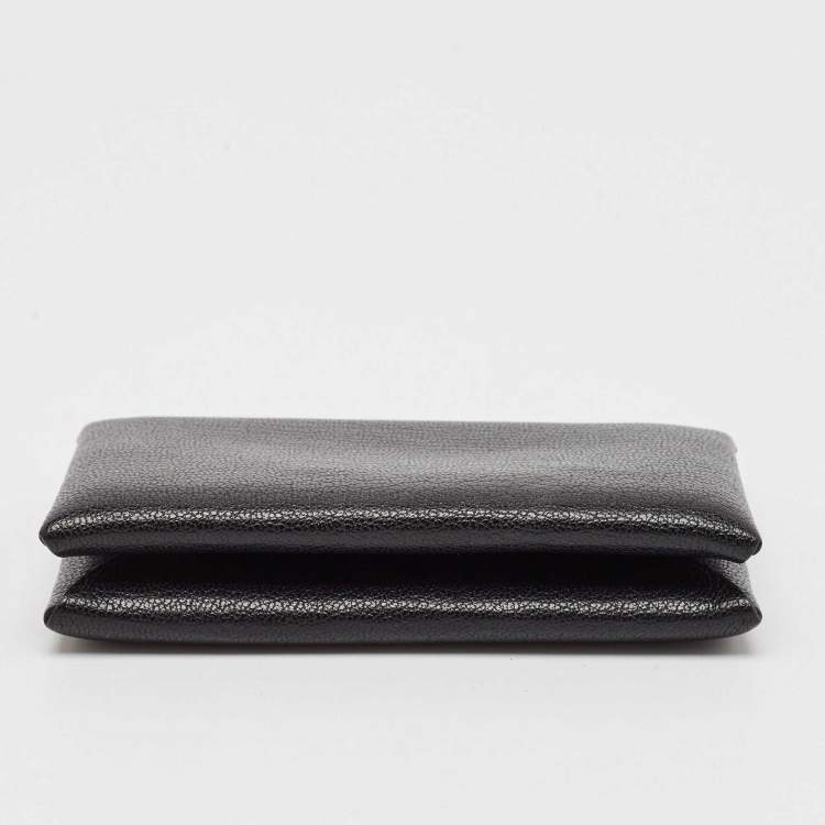 Pre Owned Hermès Noir Chevere Leather Calvi Card Holder 