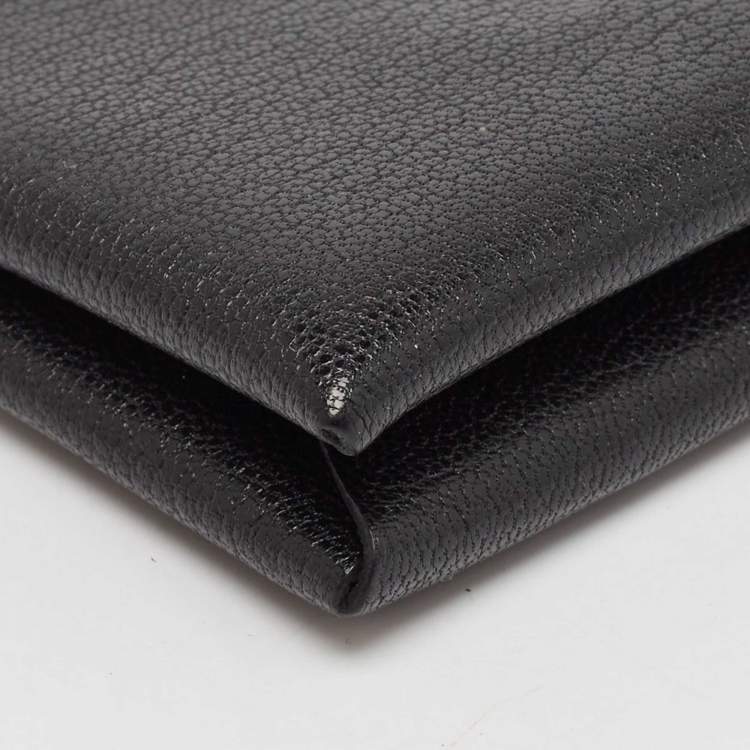 Pre Owned Hermès Noir Chevere Leather Calvi Card Holder 
