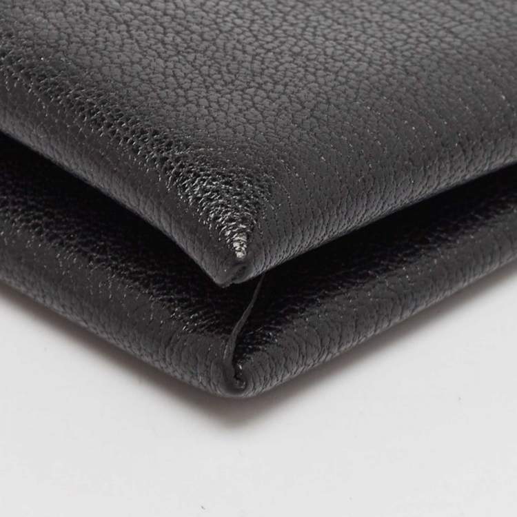 Pre Owned Hermès Noir Chevere Leather Calvi Card Holder 