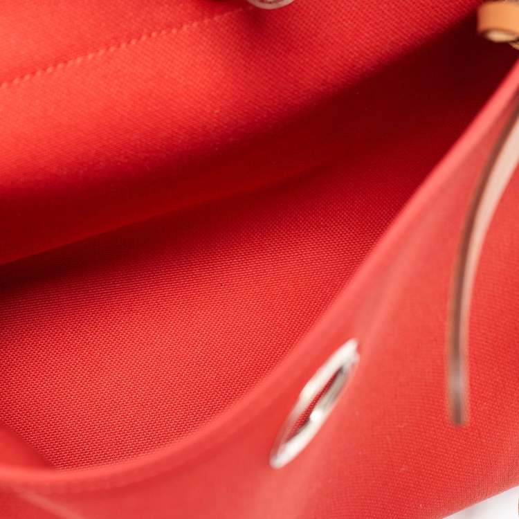 Pre Owned Hermès Rogue Tomate/Natural Toile and Vache Hunter Herbag Zip 31 Bag