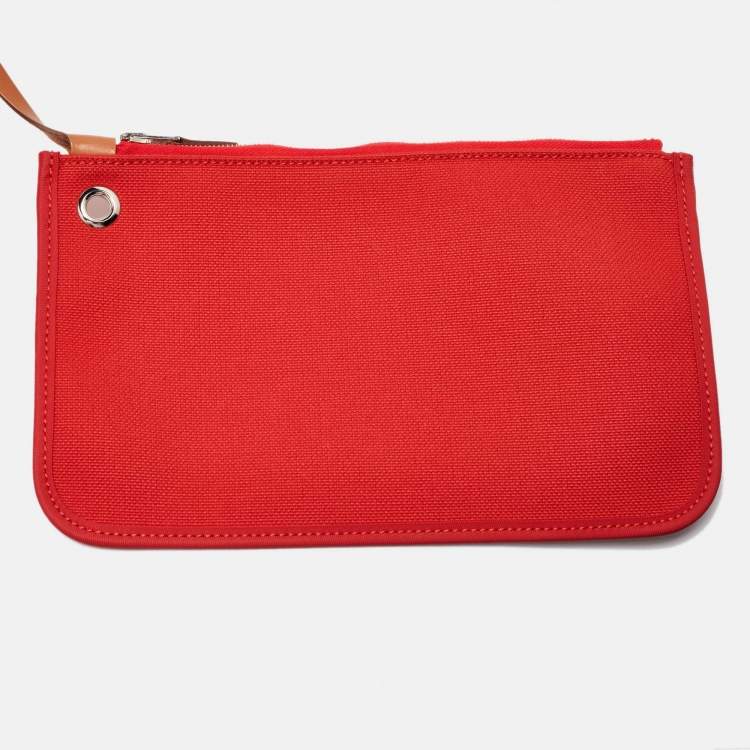 Pre Owned Hermès Rogue Tomate/Natural Toile and Vache Hunter Herbag Zip 31 Bag