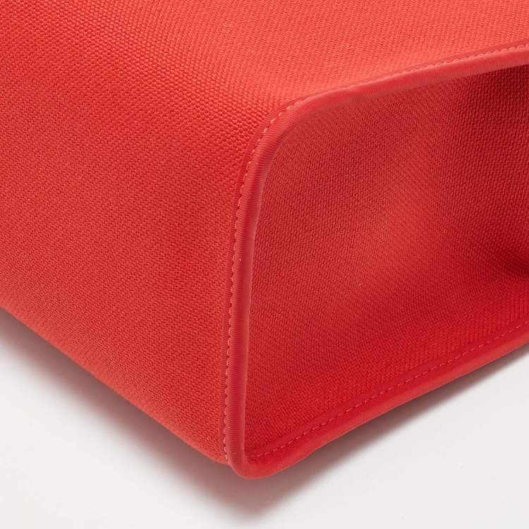 Pre Owned Hermès Rogue Tomate/Natural Toile and Vache Hunter Herbag Zip 31 Bag