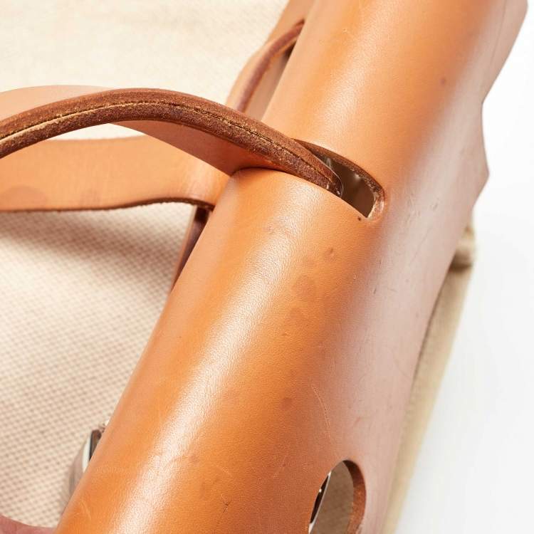 Pre Owned Hermes Natural/Toile Canvas and Vache Hunter Herbag 2 in 1 Backpack