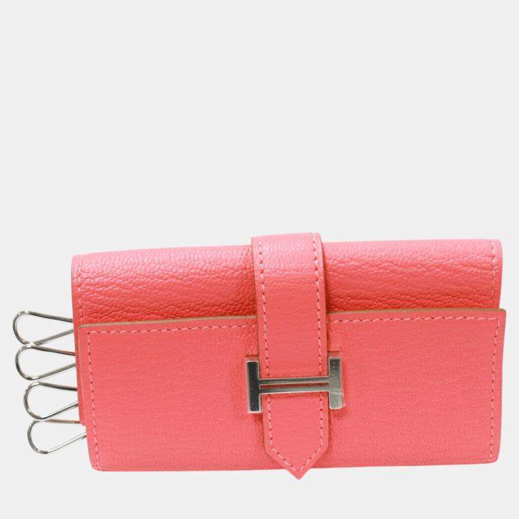 Hermes Chevre 4 Key Case Rose Lipstick Pink Leather