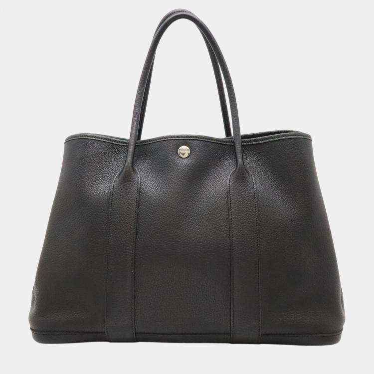 Hermes Garden Party PM 36 Tote Bag Black Leather