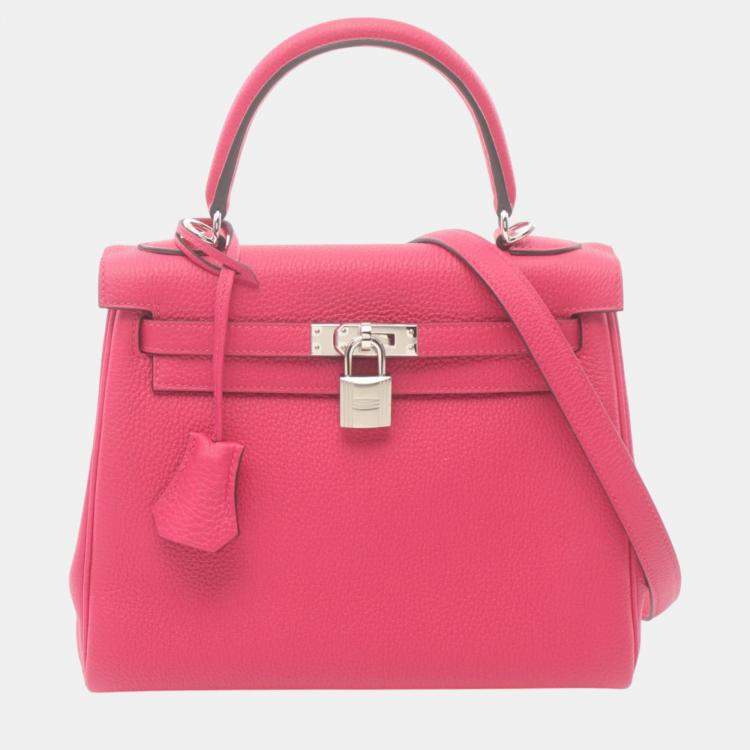 Hermes Kelly 25 Togo Handbag Pink Pink Leather