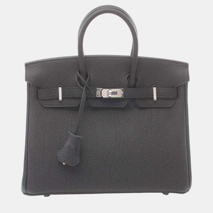 Hermes Birkin 25 Togo Handbag Black Leather