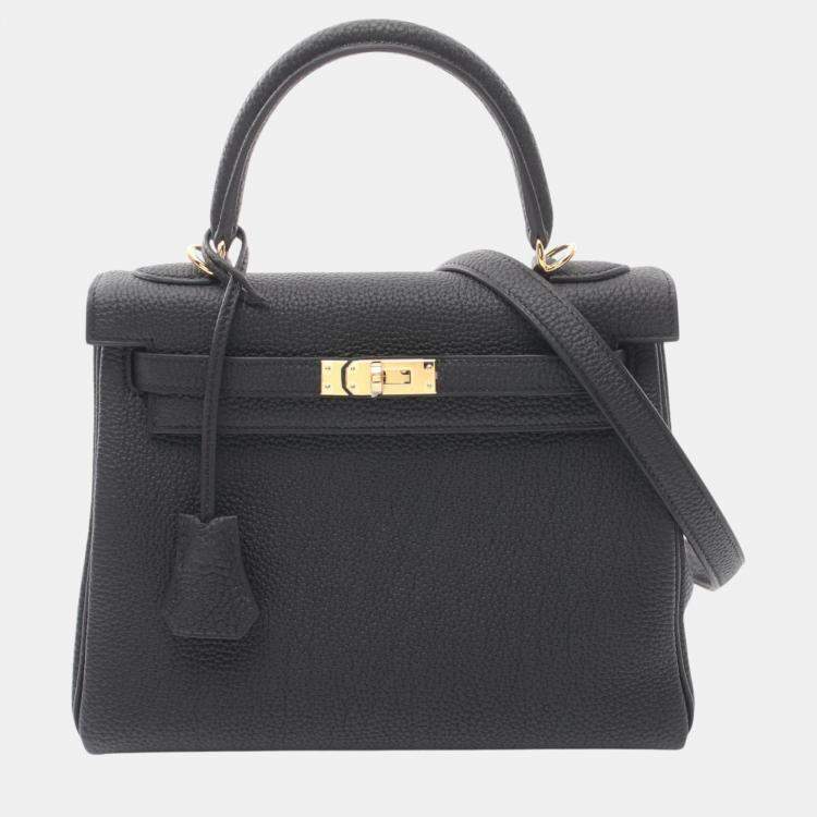 Hermes Kelly 25 Togo Handbag Black Leather