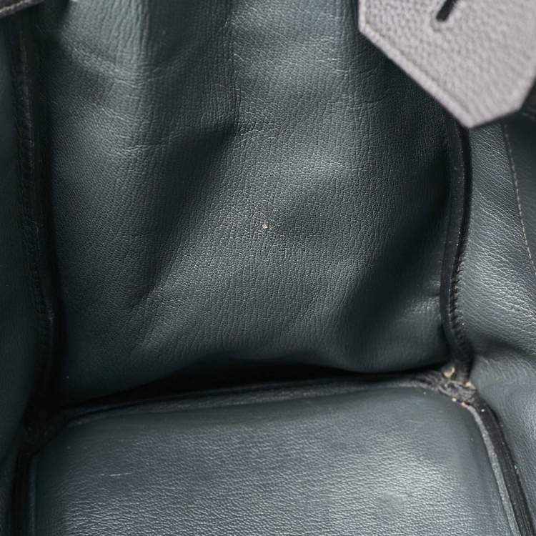 Pre Owned Hermes Graphite Togo Leather Gold Finish Birkin 35 Bag