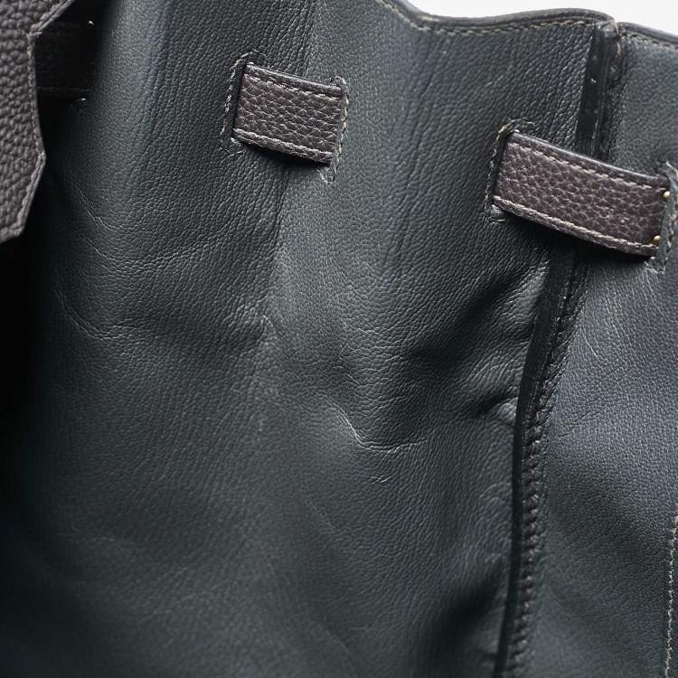 Pre Owned Hermes Graphite Togo Leather Gold Finish Birkin 35 Bag