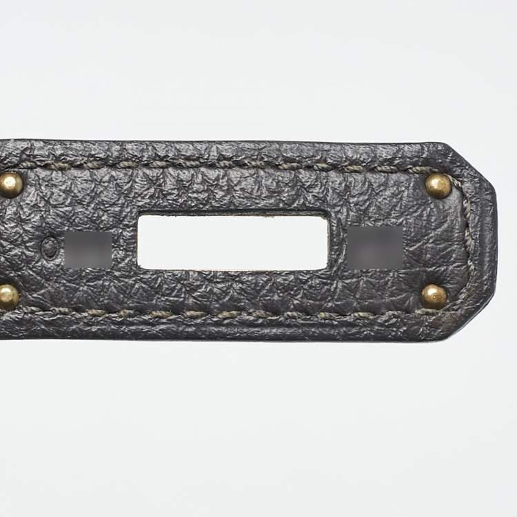 Pre Owned Hermes Graphite Togo Leather Gold Finish Birkin 35 Bag