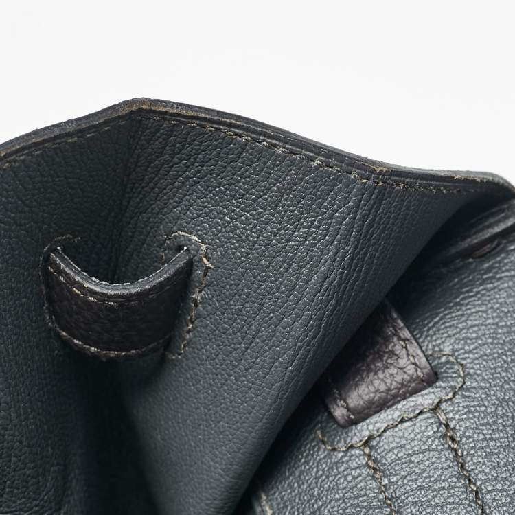 Pre Owned Hermes Graphite Togo Leather Gold Finish Birkin 35 Bag