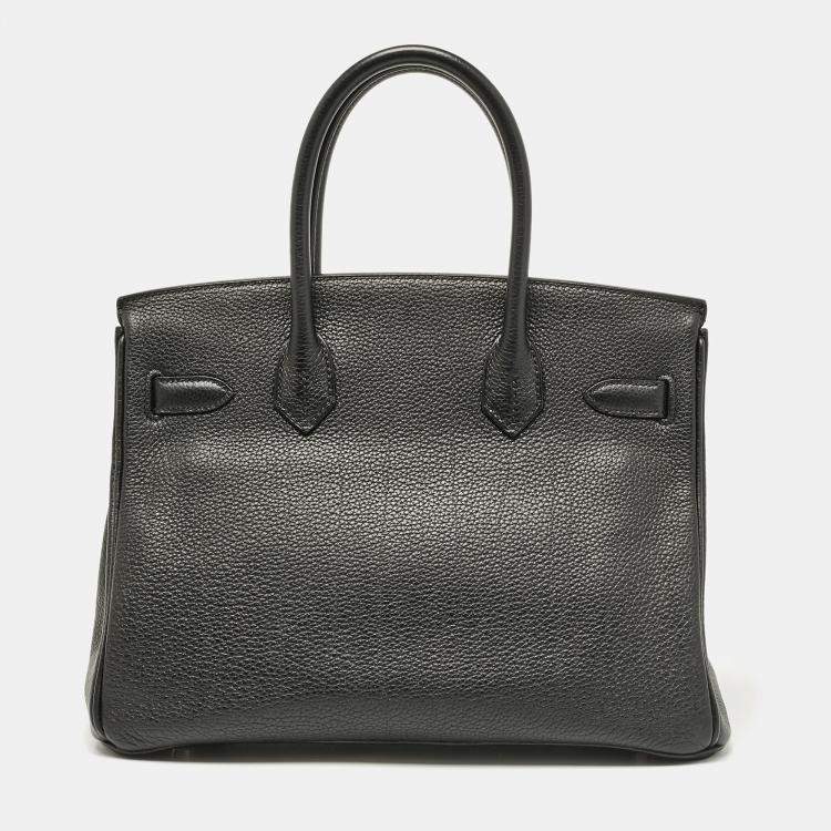 Pre Owned Hermès  Black Togo Leather Palladium Finish Birkin 30 Bag