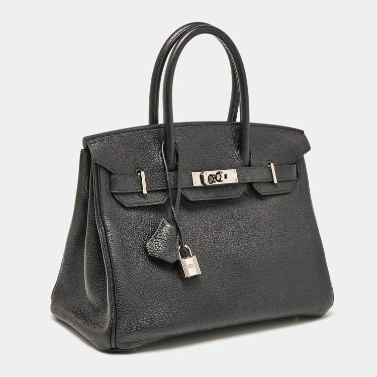 Pre Owned Hermès  Black Togo Leather Palladium Finish Birkin 30 Bag