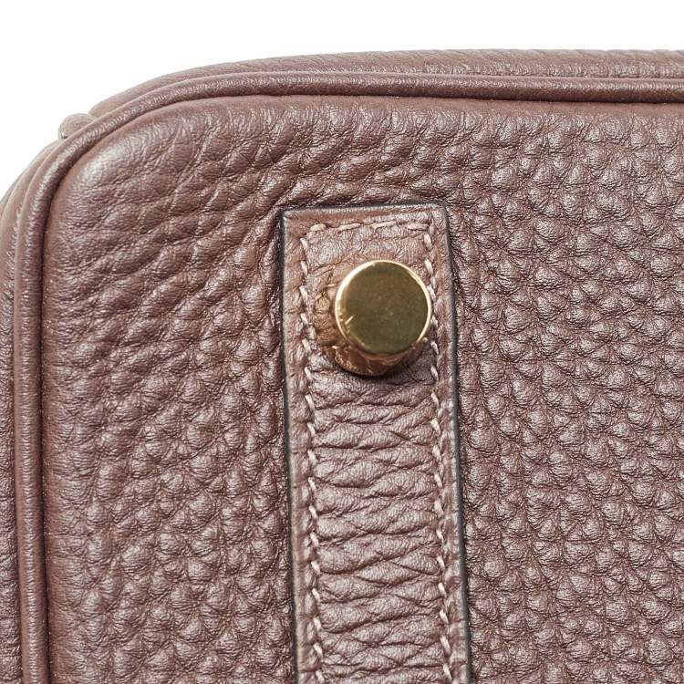 Pre Owned Hermes Chocolat Togo Leather Gold Finish Birkin 25 Bag