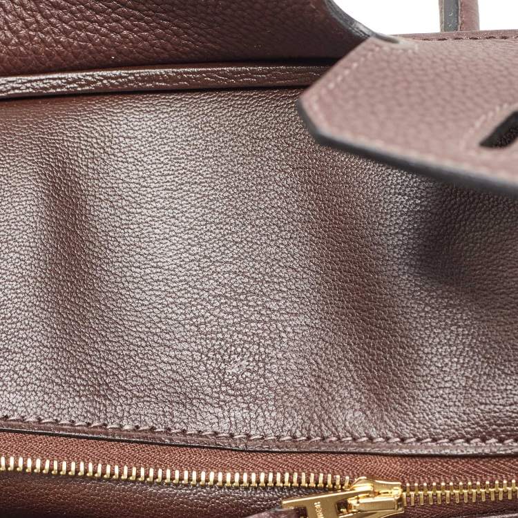 Pre Owned Hermes Chocolat Togo Leather Gold Finish Birkin 25 Bag