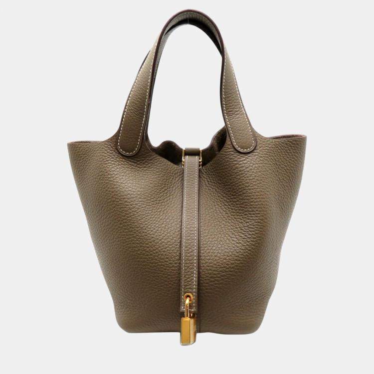 Hermes Taurillon Clece Etoupe (beige) Picotin Lock PM handbag