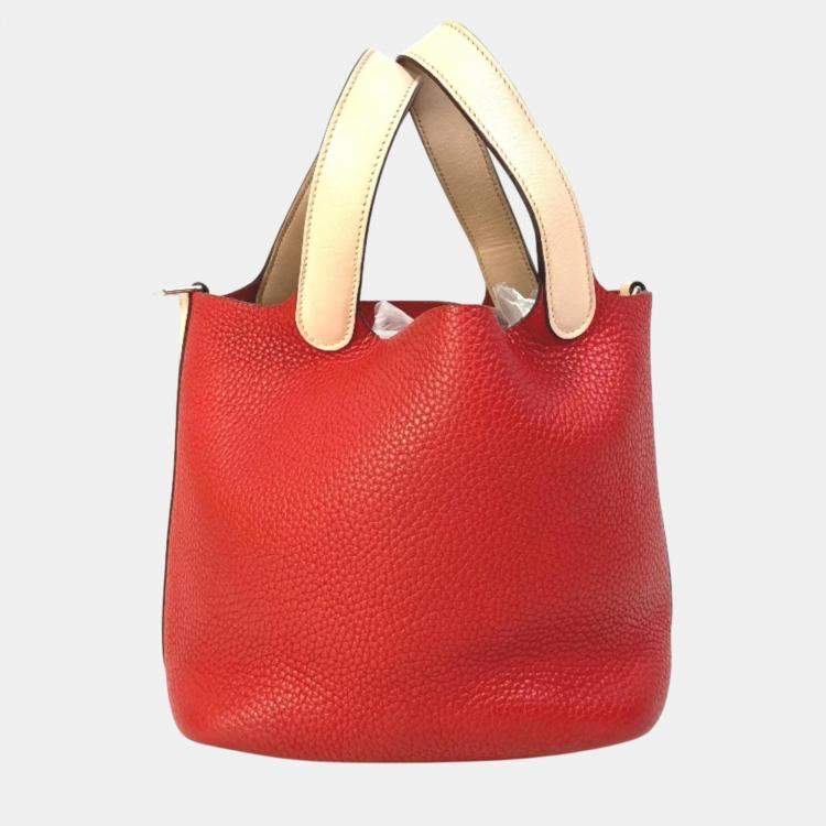 Hermes Rouge Tomato Rose Eglantine Red Bicolor Tote Bag