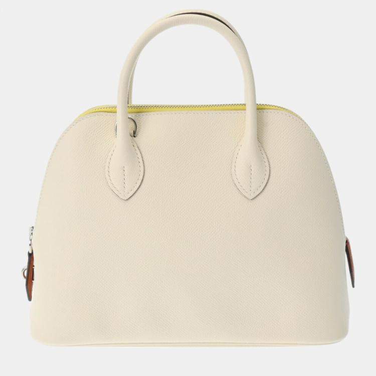 Hermes Jaune Citron/Nata/Terre Bateau Epsom Leather Bolide 1923 25  Handbag