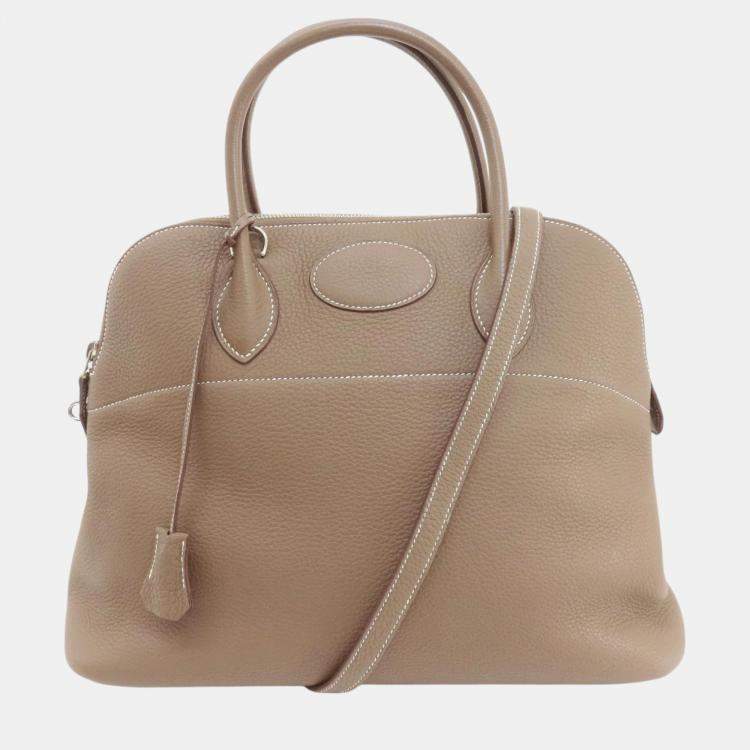 Hermes Etoupe Taurillon Bolide 35 Handbag