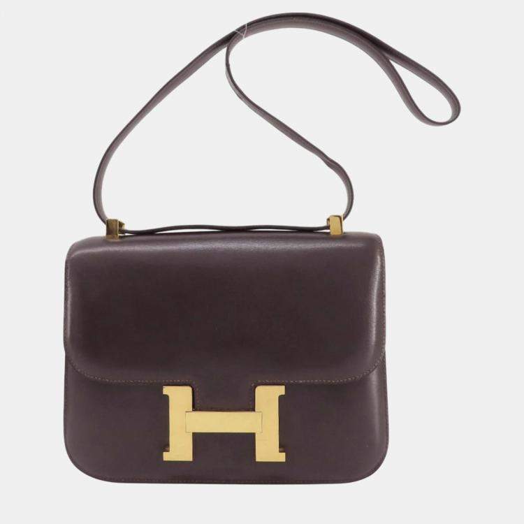 Hermes Brown Box Calf Constance Shoulder Bag