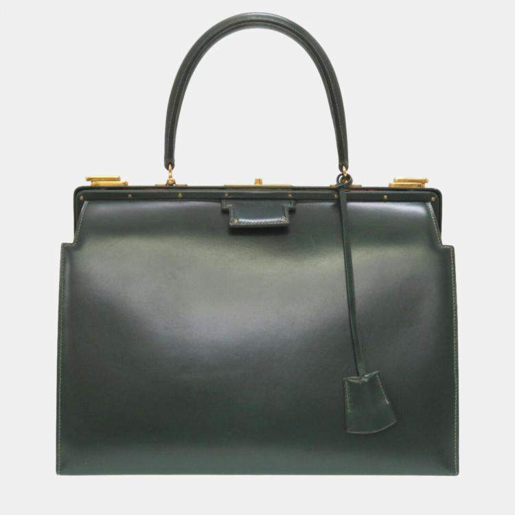 Hermes green bag box calf veil doctor's handbag