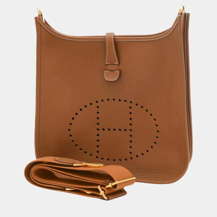 Hermes Taurillon Gold Evelyn 3 PM Shoulder Bag