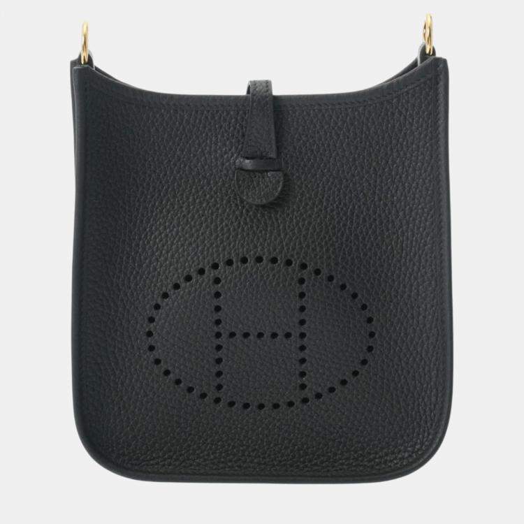 Hermes Black Taurillon Clemence Evelyn TPM Shoulder Bag