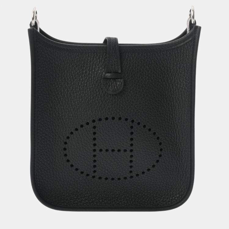 Hermes Black Taurillon Clemence Evelyn TPM Shoulder Bag