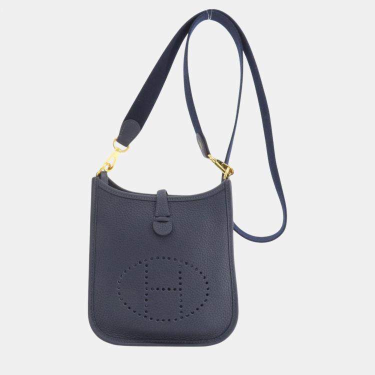 Hermes Blue Nuit Taurillon Evelyn TPM Shoulder Bag