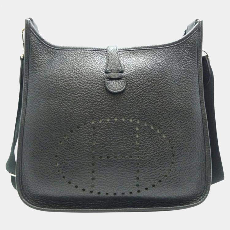 Hermes Taurillon Clemence Noir (black) Evelyne 3 III PM Trois shoulder bag