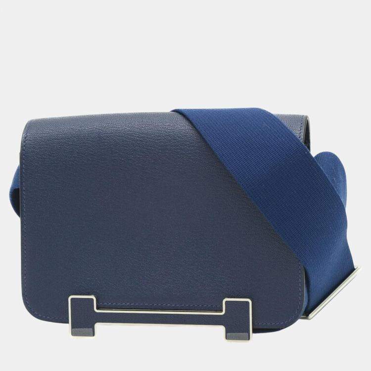 Hermes Chevre Bleu Nuit Geta Shoulder Bag