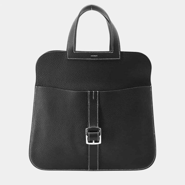 Hermes Black (White stitch) Taurillon Clemence Halzan bag Size 31