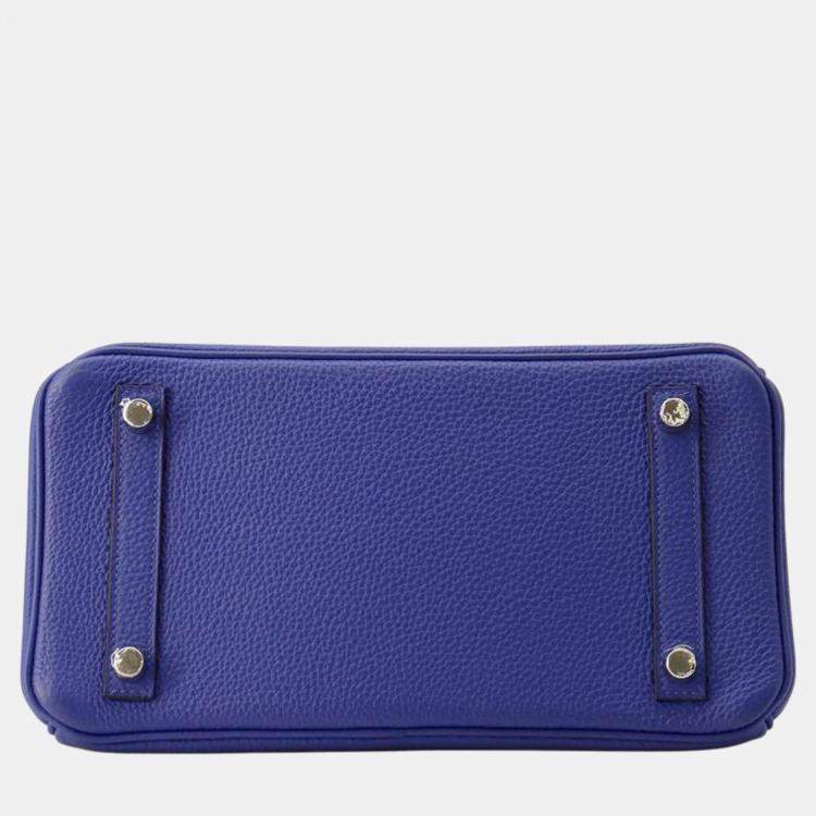 Pre Owned Hermes Blue Electric Togo Leather Birkin Size 25