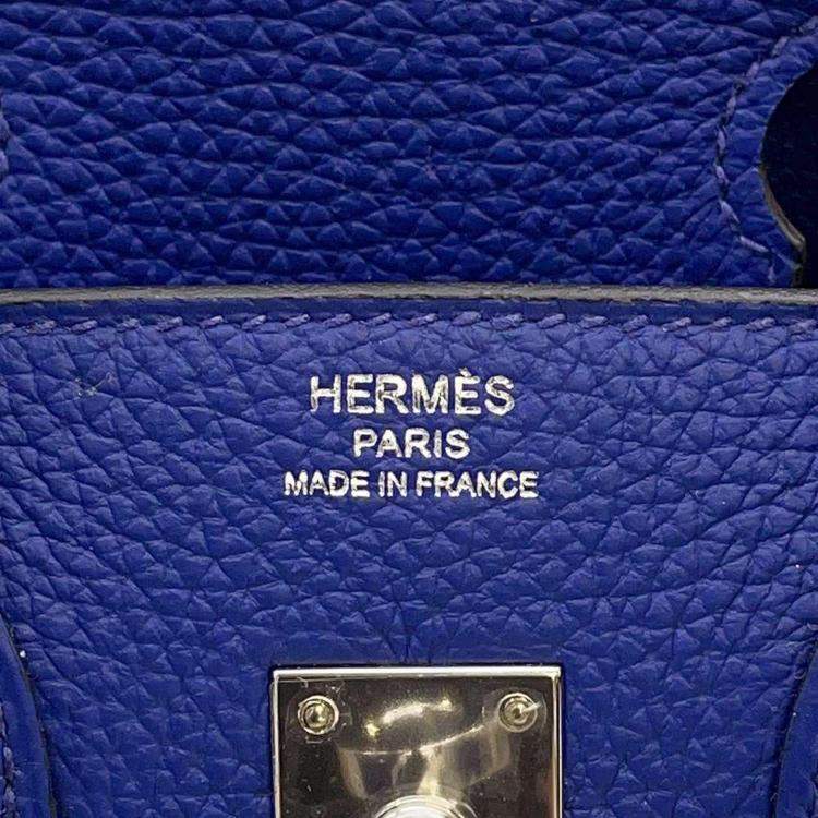 Pre Owned Hermes Blue Electric Togo Leather Birkin Size 25