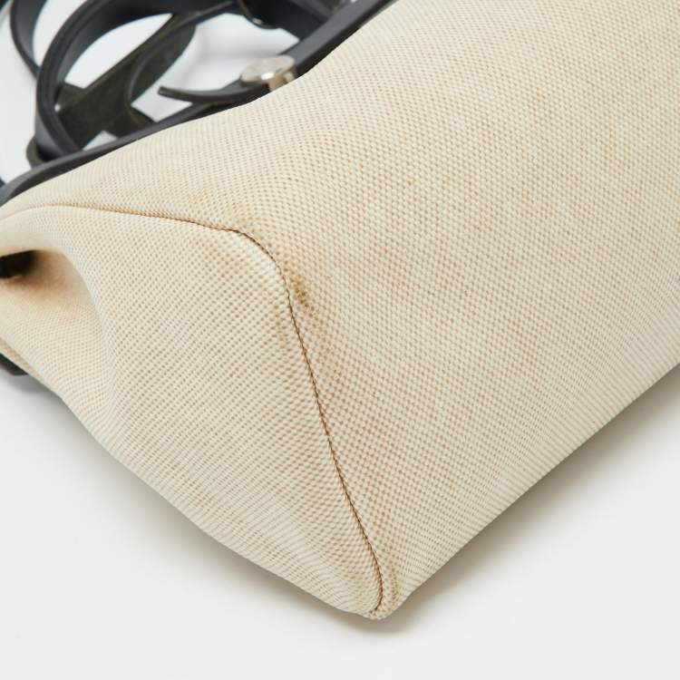 Pre Owned Hermès Beige/Black Toile and Vache Hunter 2in1 Herbag Zip 31 Bag