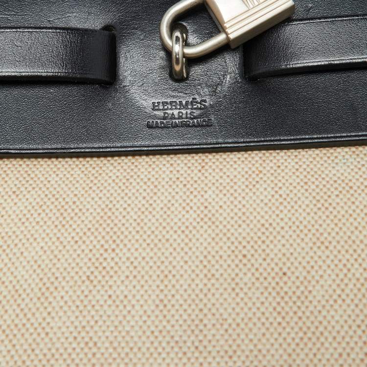 Pre Owned Hermès Beige/Black Toile and Vache Hunter 2in1 Herbag Zip 31 Bag