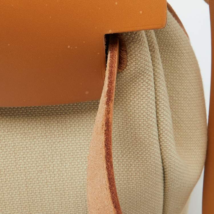 Pre Owned Hermes Beton/Natural Vache Hunter and Toile Militaire Herbag Zip 31 Bag
