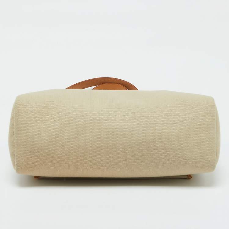 Pre Owned Hermes Beton/Natural Vache Hunter and Toile Militaire Herbag Zip 31 Bag