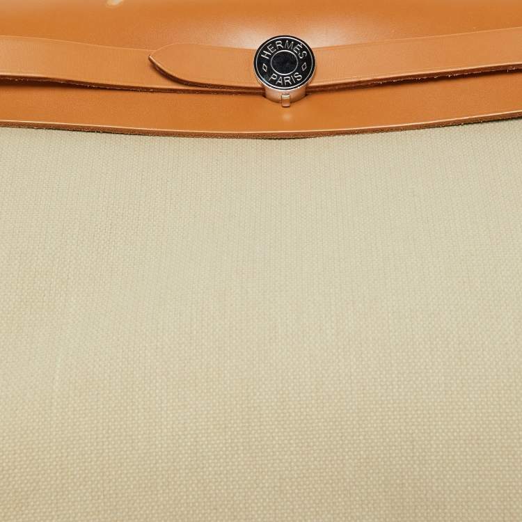 Pre Owned Hermes Beton/Natural Vache Hunter and Toile Militaire Herbag Zip 31 Bag