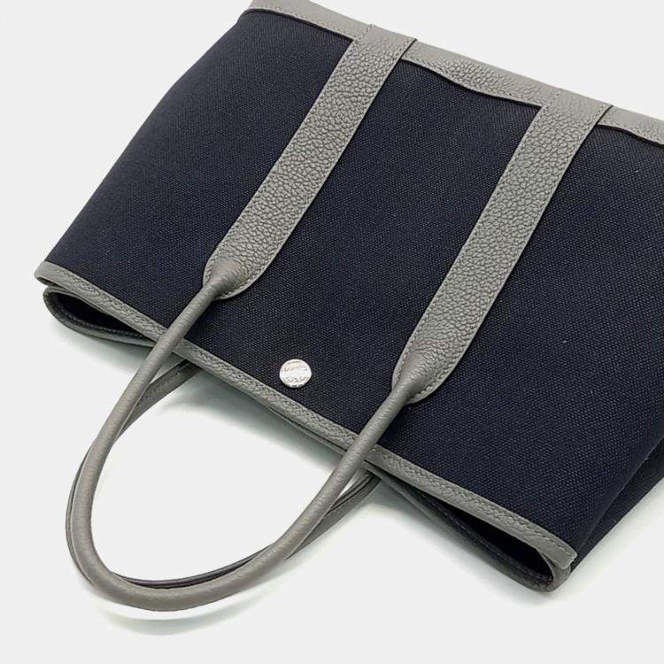 Pre Owned Hermes Black Canvas Garden Party 30 Bag