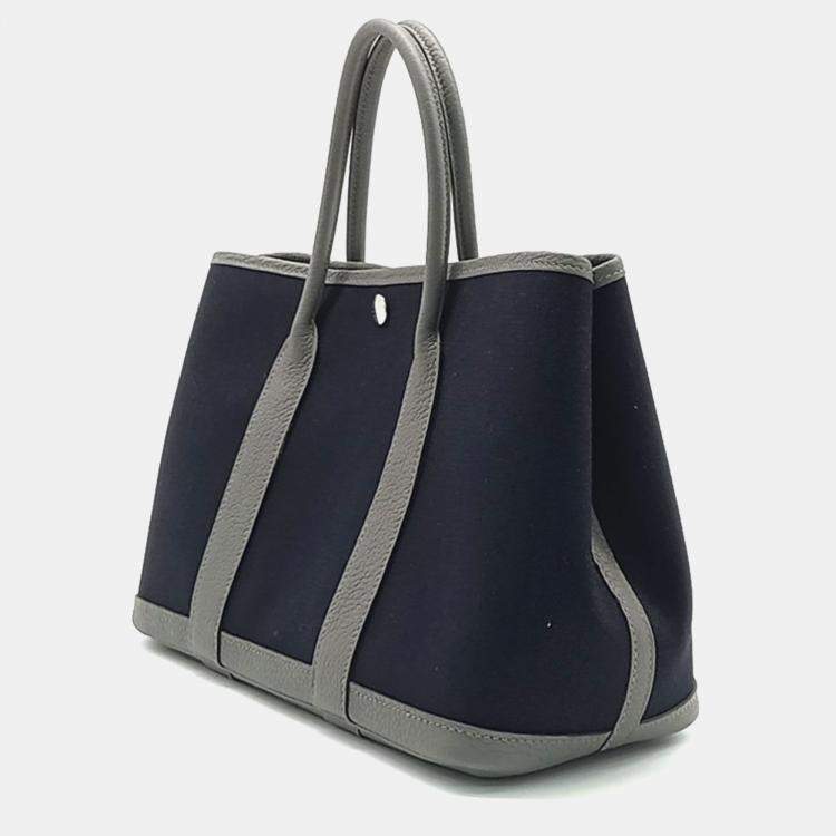 Pre Owned Hermes Black Canvas Garden Party 30 Bag