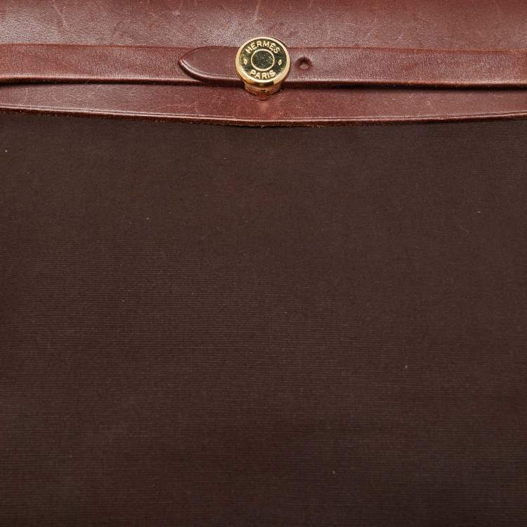 Pre Owned Hermès Cafe/Terre Canvas and Leather 2in1 Herbag Zip 31 Bag